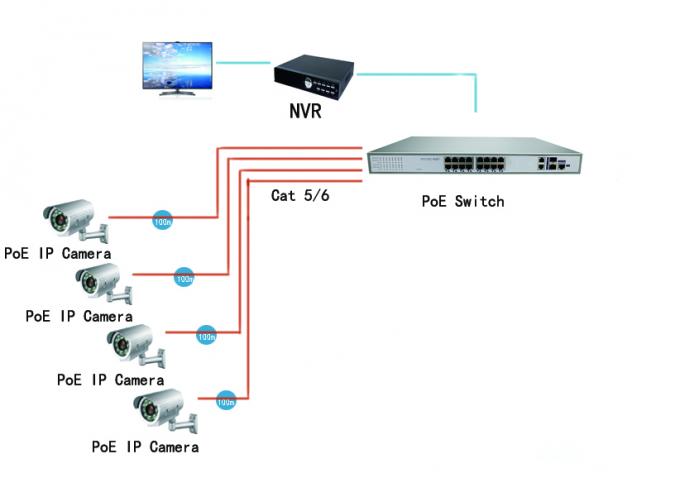RJ45 100M a contrôlé le commutateur d'Ethernet de PoE de 16 ports avec des cas de norme de 19 pouces