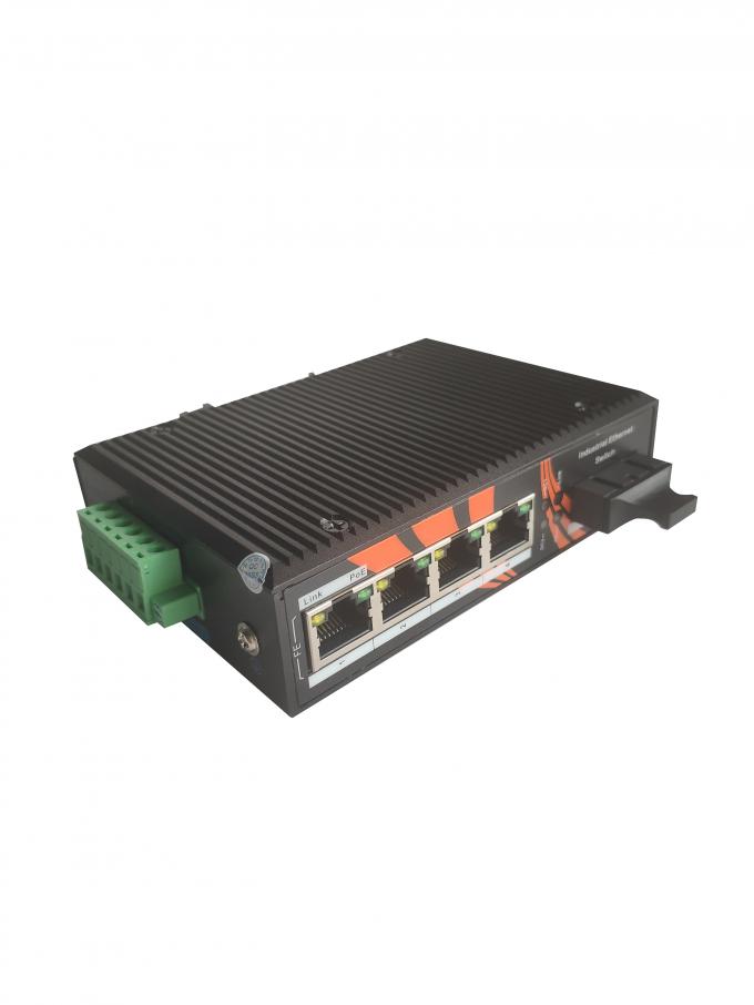 Commutateur industriel 10/100M d'Ethernet d'anti port de la charge statique 4 avec 1 port 24V de fibre de Sc